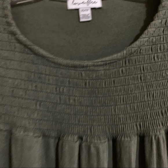 Love, Fire Smocked Olive Army Green Long Sleeve Top Blouse Tee. Size XS - Picture 4 of 8